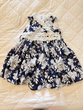Helena blue and white floral/ruffle dress